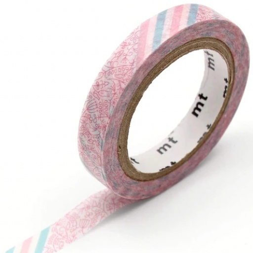 MT Masking Tape Pink Flower Stripe (3 uds.)